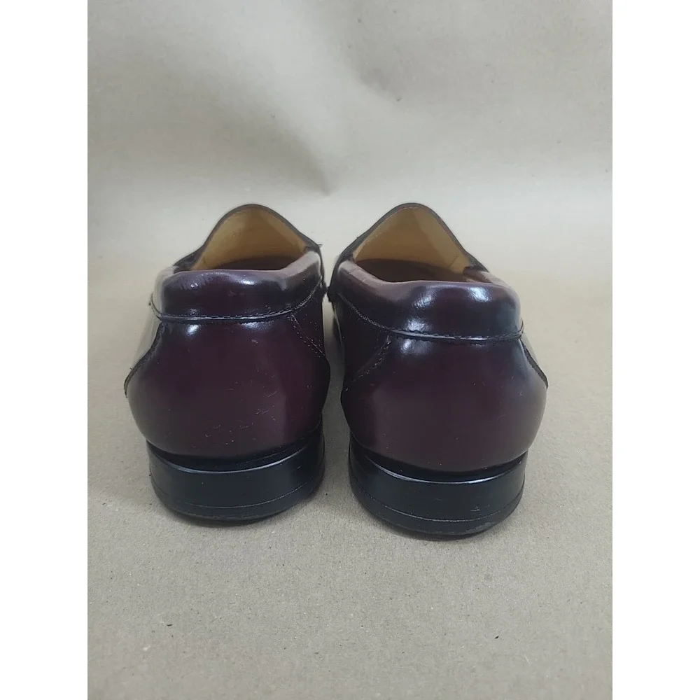 Bass Harrison II Shoes (Sz 8.5 EE) Men's Burgundy Leather Slip On Loafer Tassel